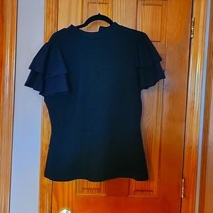 Shein 3x black short sleeve zipper top high neck